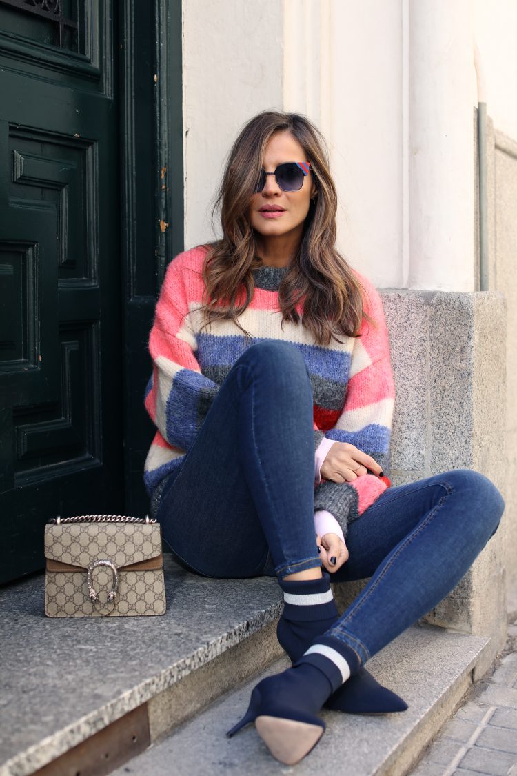 striped sweater and sunnies